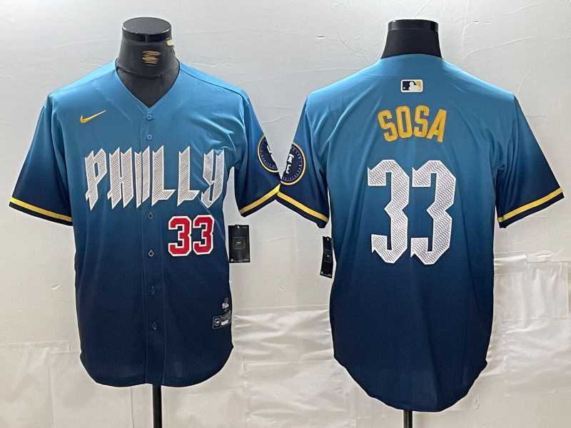 Men%27s Philadelphia Phillies #33 Edmundo Sosa Blue 2024 City Connect Limited Stitched Jerseys
